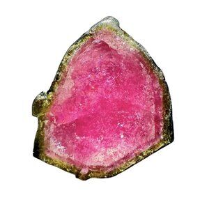 24 cts. Watermelon Tourmaline Natural Crystal Slice - Custom Cabochon #1